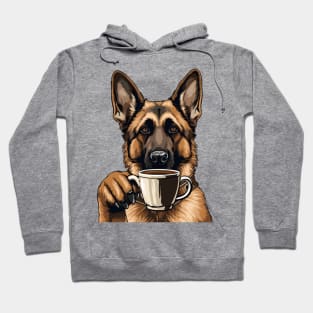 German Shepherd Drinking Coffee Hoodie